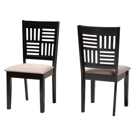 Baxton Studio Deanna Modern Beige Fabric and Dark Brown Finished Wood 2-Piece Dining Chair Set, PR 232-2PC-13183-ZORO